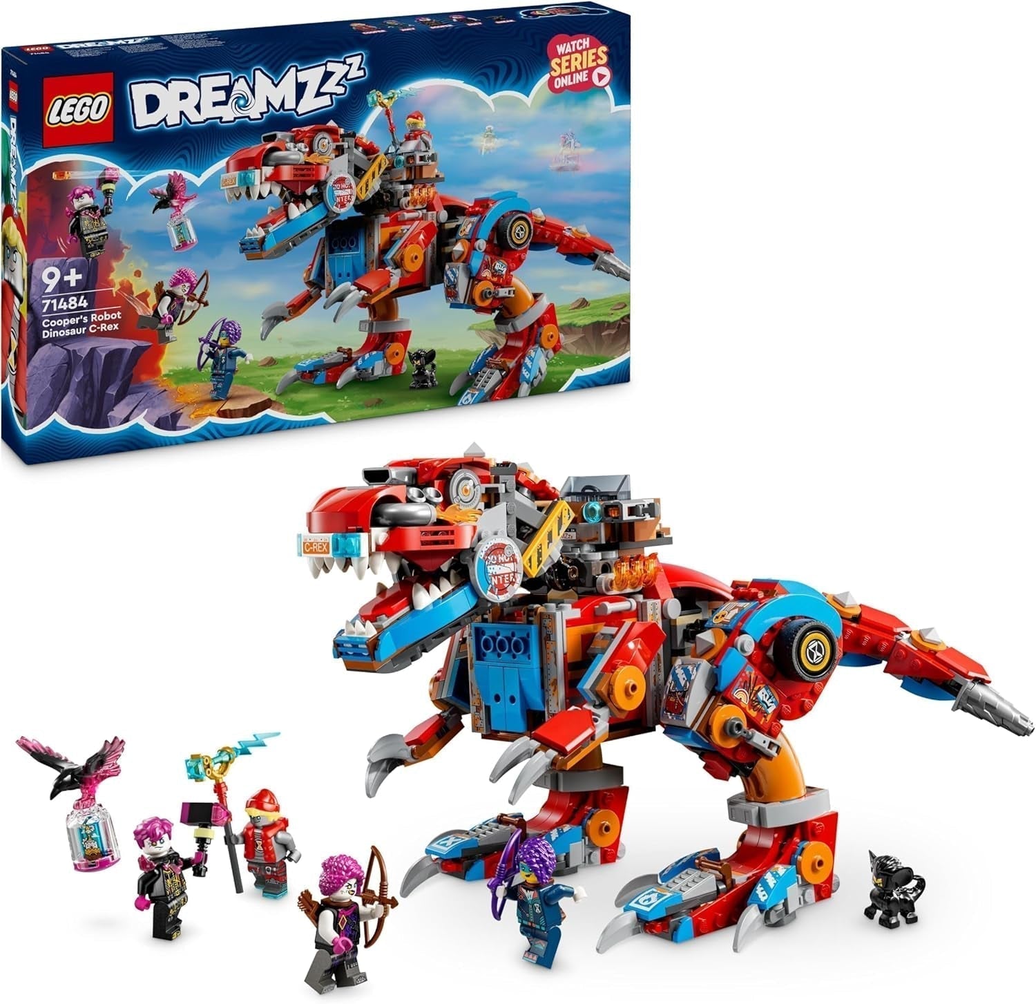 LEGO Dreamzzz 2-i-1 Coopers Dino-Mech C-Rex Toy Pterodactyl T.Rex Actionfigur för pojkar och flickor Kreativ leksak Äventyrsset Present för 9 år 71484 Byggset Beuche den LEGO-Store Standardtitel