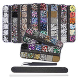 EBANKU Nail Art Strass Kit Multi Design Zubehör Mit 1 Pinzetten 1 Stück Wachsstifte Deko Diamanten Kristalle Perlen Edelsteine ​​Bunt Pferdeaugen Strass Metall Nieten Für Nagel DIY (1 Stück (10Er Pack))