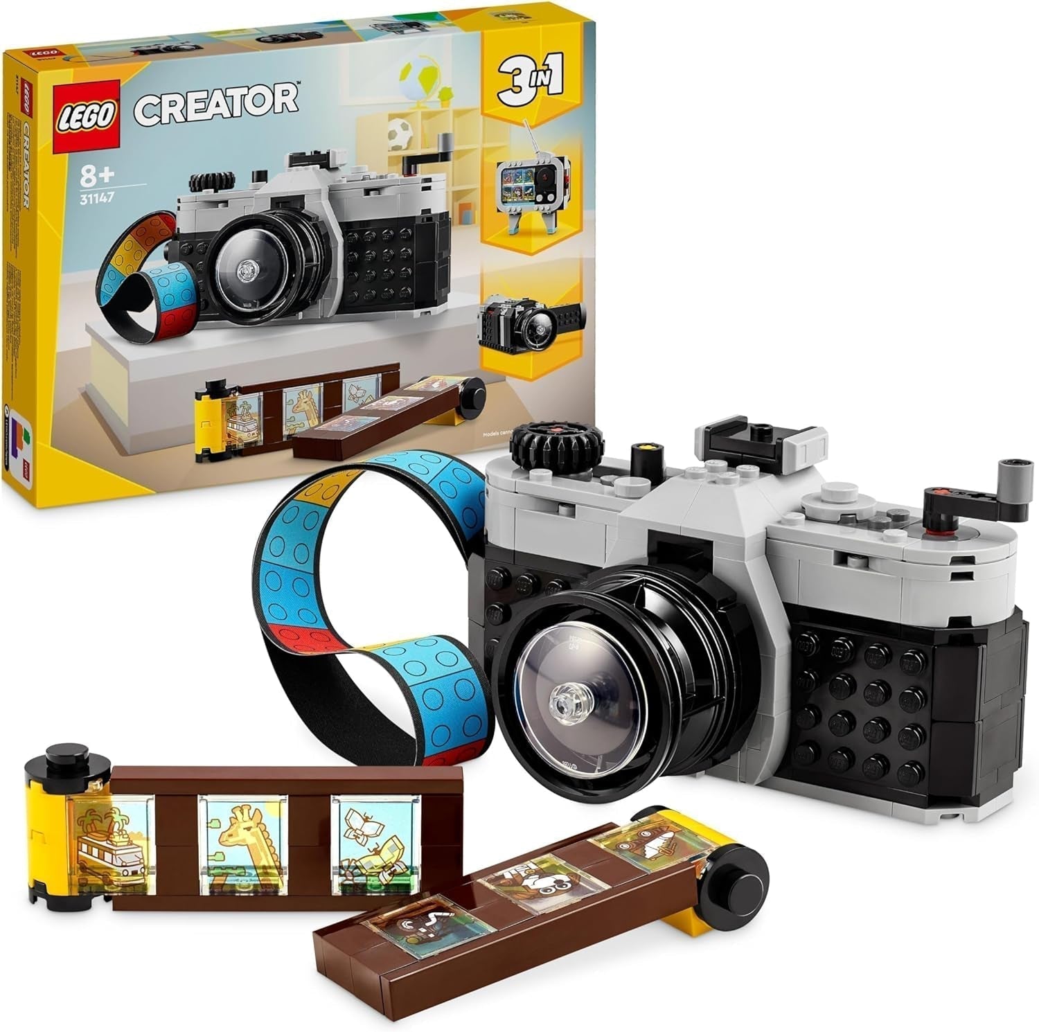 LEGO Creator 3In1 retrokameraleksak, videokamera, tv-apparat, skrivbordsdekorationer för barn eller sovrumstillbehör, fotopresenter för flickor och pojkar 8 år 31147 Byggset Besuche den LEGO-Store Single