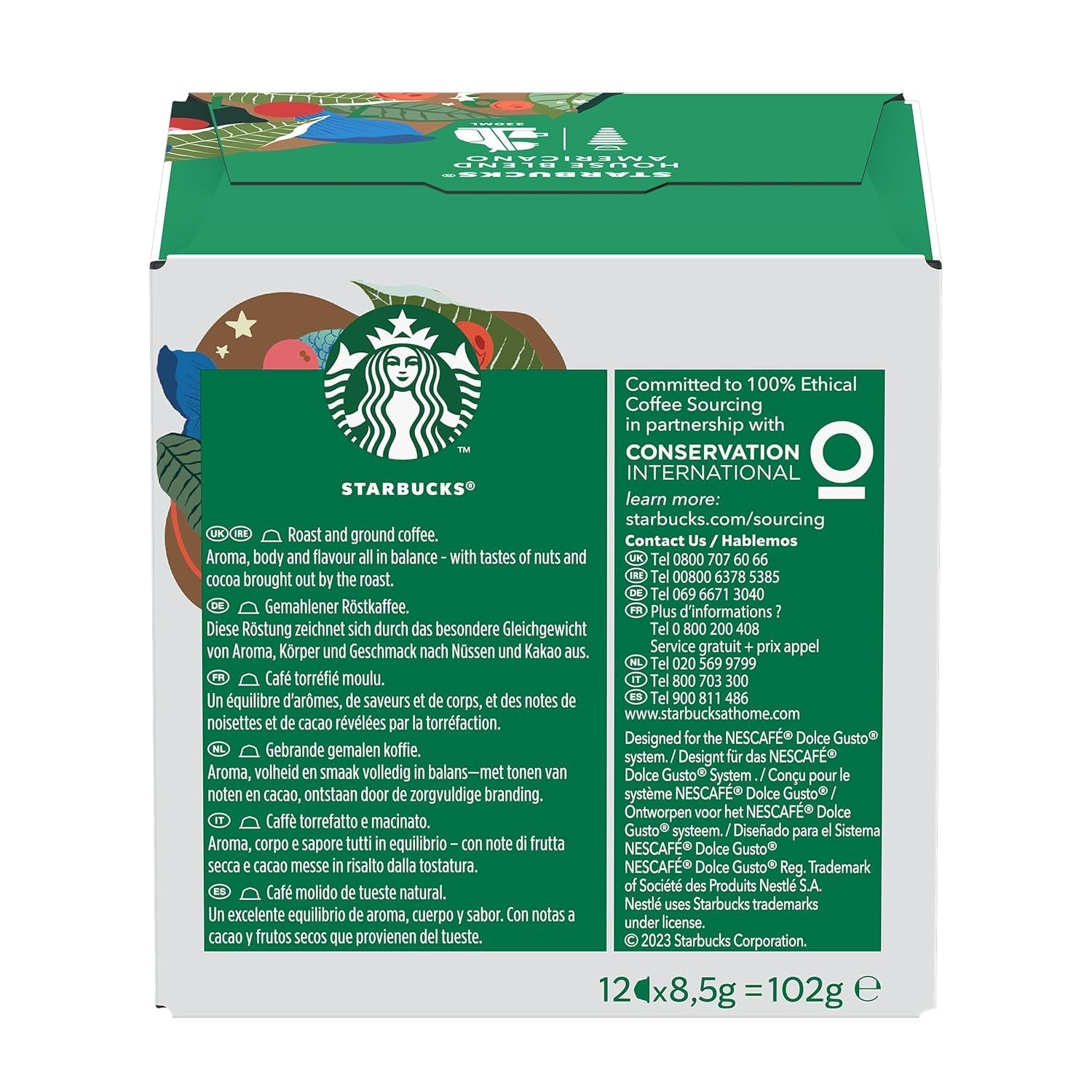 STARBUCKS House Blend av Nescafé Dolce Gusto, Mittlere Röstung, Kaffeekapseln 6 x 12 (72 Kapseln)