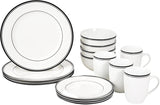 Amazon Basics Coffee Black Rim 16-delad servisset för 4