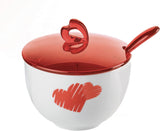 Guzzini - Love, sockerskål med sked - transparent röd, 12,6 x 12,6 x h9,8 cm | 200cc - 11470065