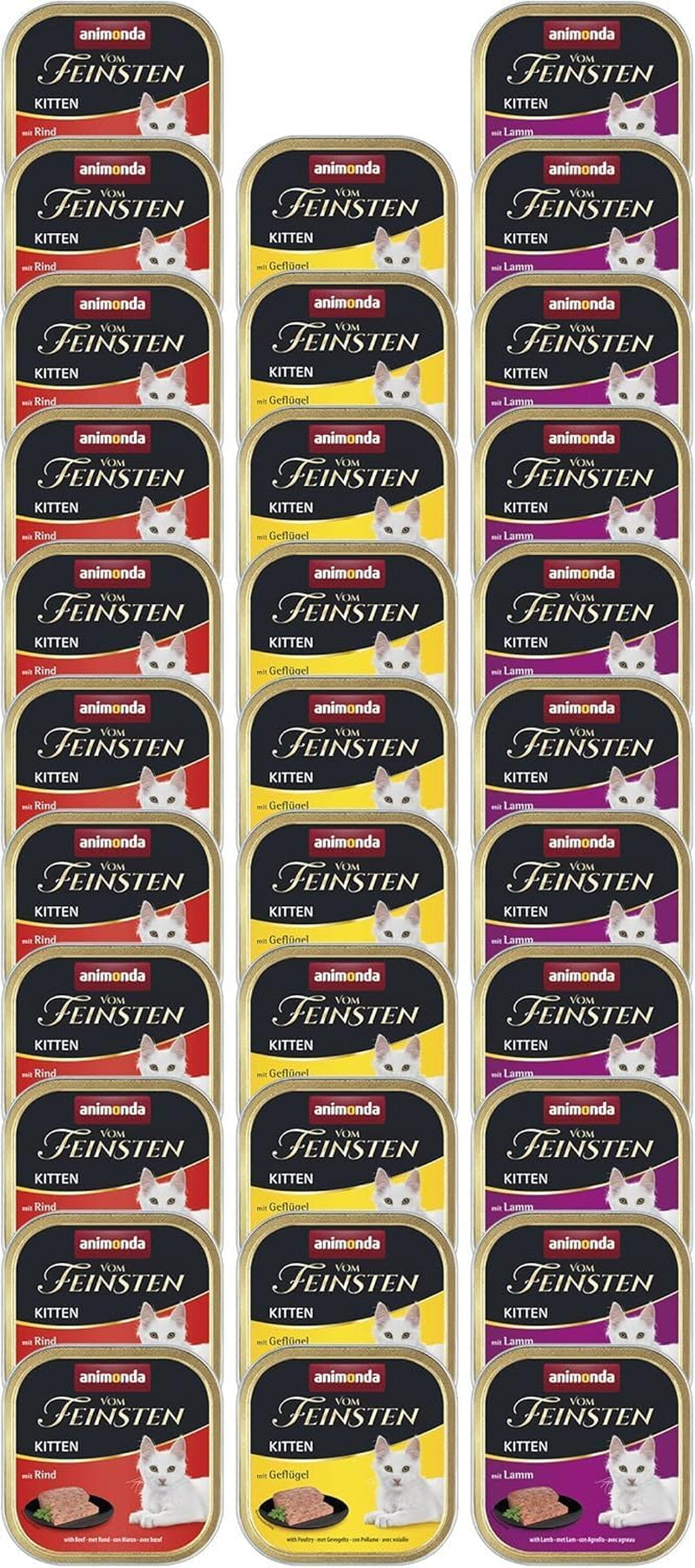 animonda Vom Feinsten Kitten Variety for Kittens (32 x 100g), spannmålsfritt och sockerfritt våtfoder för unga katter med 100 % färska och köttiga ingredienser.