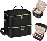 Nail Lacquer Organizer Tasche, Doppelschicht Nail Lacquer Förvaringsbox, Organizer Koffer Für Nageldesign Kosmetiktasche Für 30 Flaschen Neonail Base(15Ml-0,5 Fl.Oz) & 1 Nagellampa(Schwarz)
