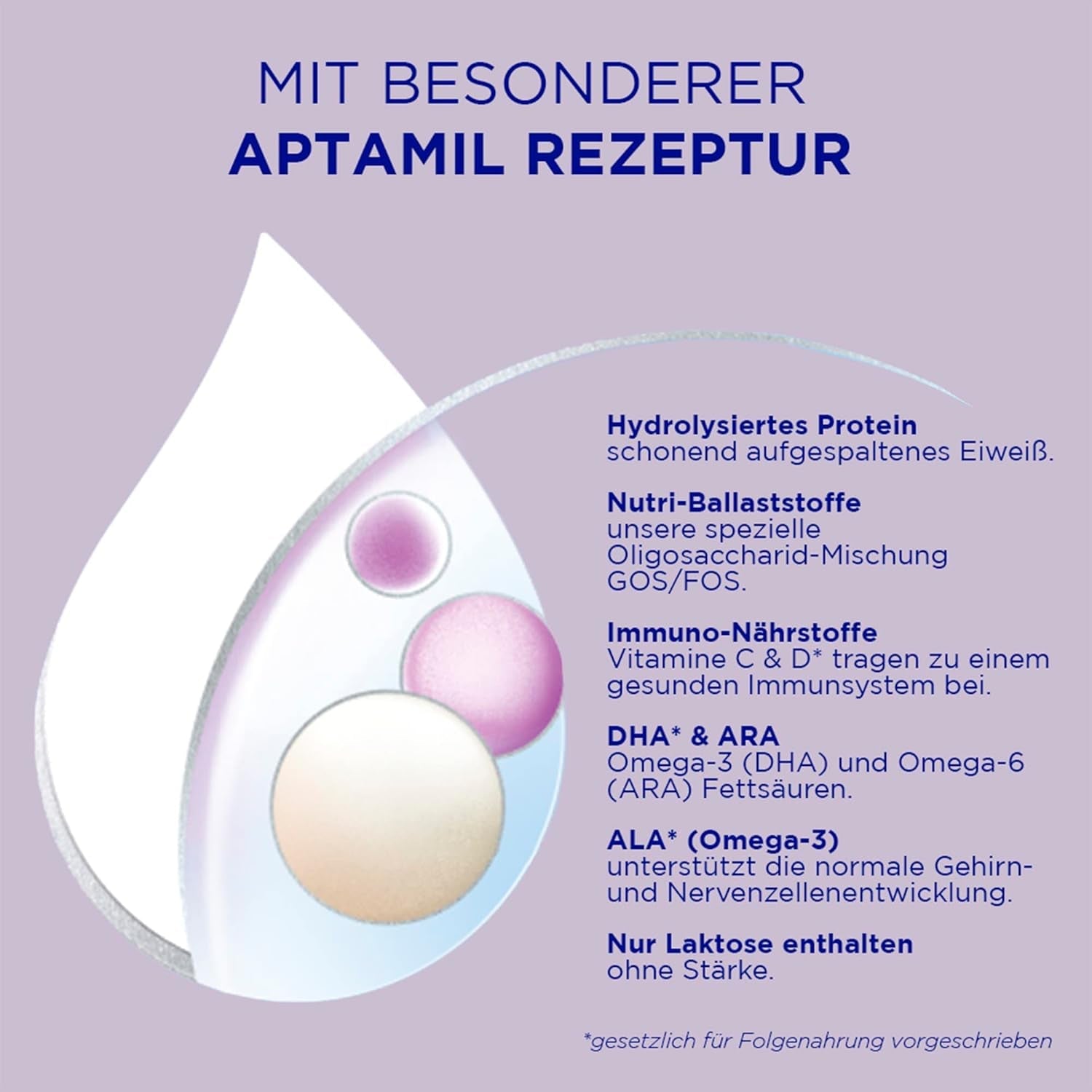 Aptamil HA 2 – Uppföljningsformel efter 6 månader, med Omega 3 och 6, DHA, ARA och ALA, laktosfri, palmoljefri, barnmat, mjölkpulver, 1 x 800 g (förpackning med 4)