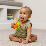 Infantino Lil' Nibbles, texturerad silikonbitring, BPA-fri babybitringleksak, mjuk, lätt att hålla, sensorisk stimulering för spädbarn, morot