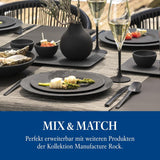 Villeroy & Boch Manufacture Rock Starter Set, 6 delar, svart, diskmaskinssäker, mikrovågssäker, mattsvart servisset, servis, bestick, premiumporslin