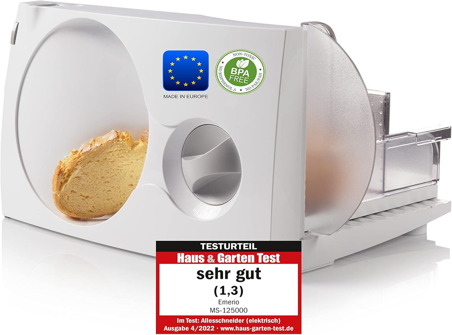 Emerio All Purpose Slicer "Made in EU" MS-125000, blad i rostfritt stål tillverkat i Tyskland, justerbar 0-17 mm, 100 W Shredders and Slicers Naty Shop Single White