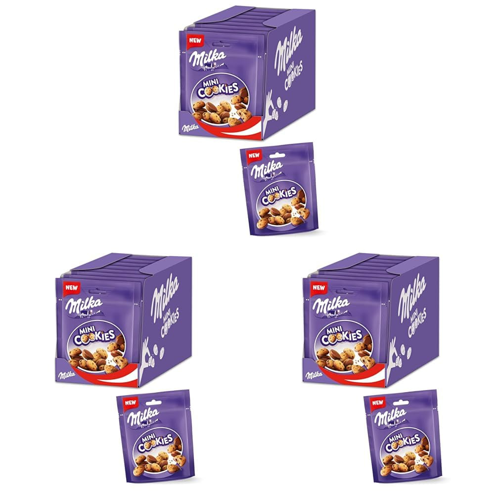 Milka Mini Cookies 8 x 110 g, Milka Alpine Milk Chocolate Chip Mini Cookies (paket med 3)