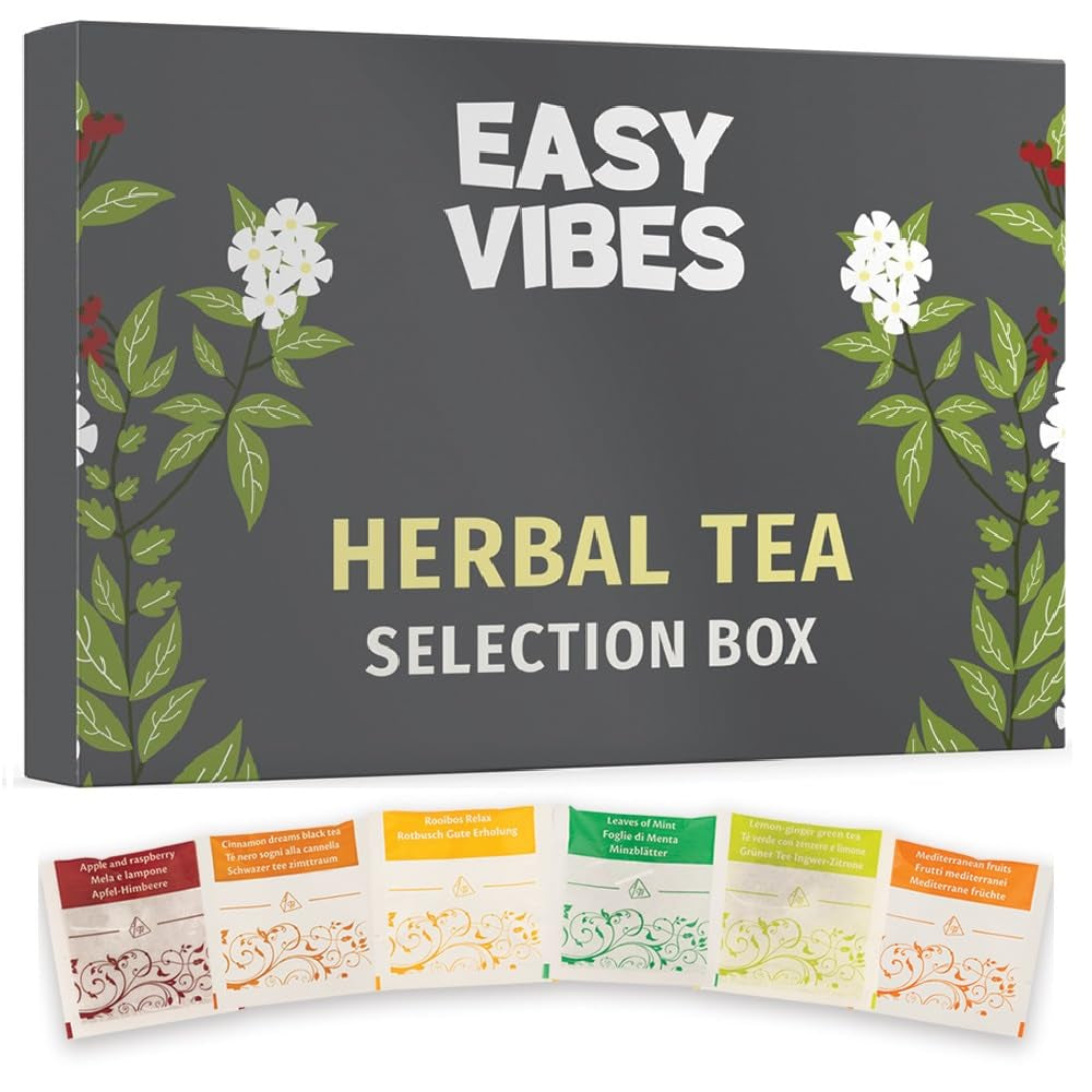 - Presentförpackning | Box med urval av örtteer | 24 påsar - Pyramidfilter | 6 smaker | Presentidéer till henne och honom