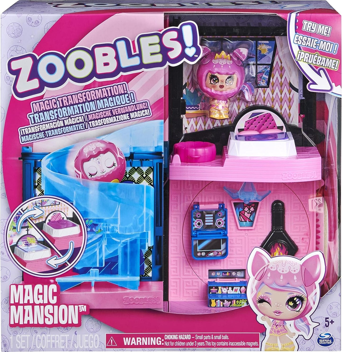 Zoobles Magic Mansion Transformerbart 6-rums drömhus, rutschkana och tillbehör