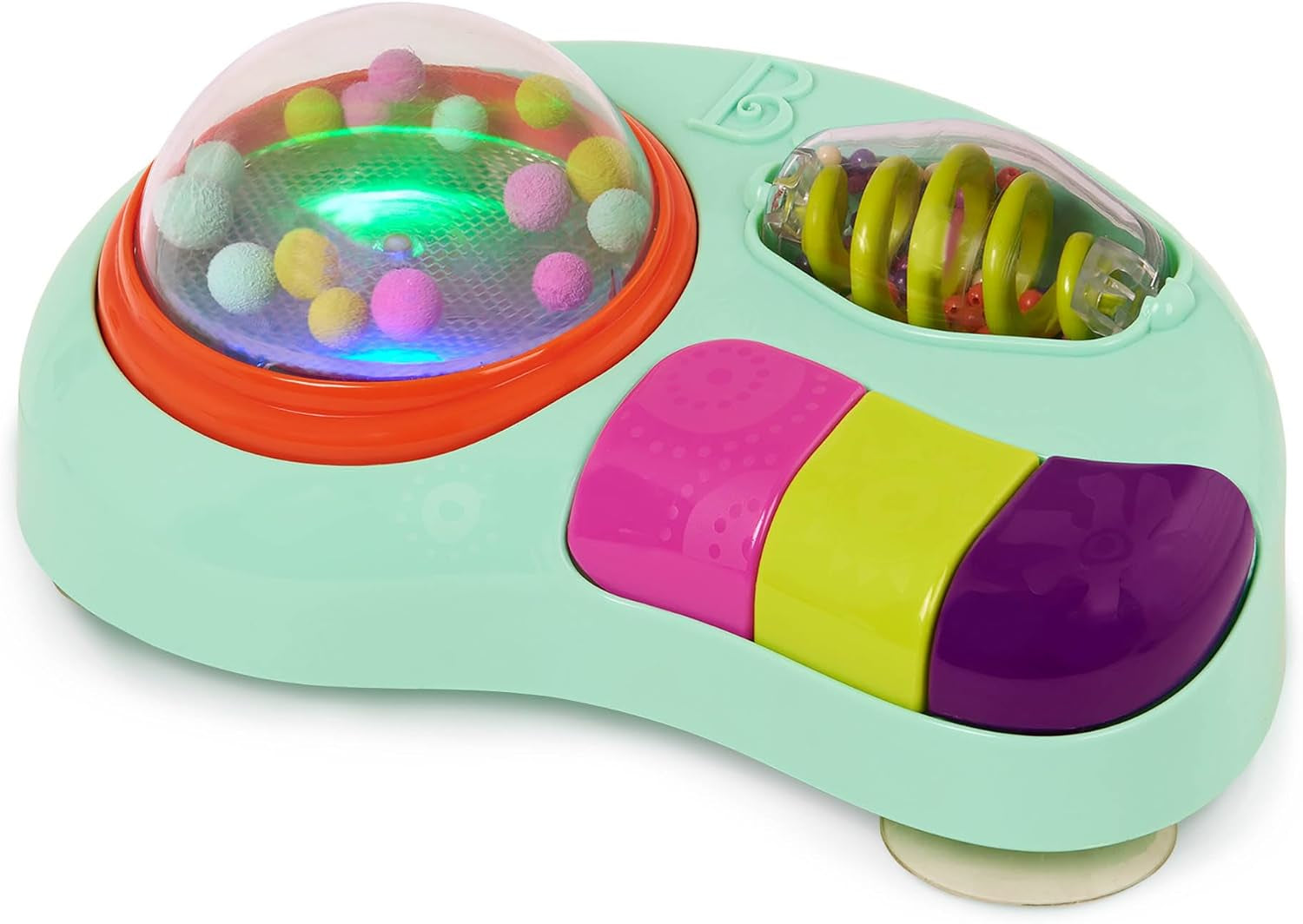 B. leksaker - Barnstolsleksak - Sugkoppsleksak med musik, ljus, ljud - Sensorisk leksak - Barnleksak med motorisk aktivitet - från 6 månader - Whirly Pop Bebe Naty Shop Pedagogisk leksak med sugkoppar