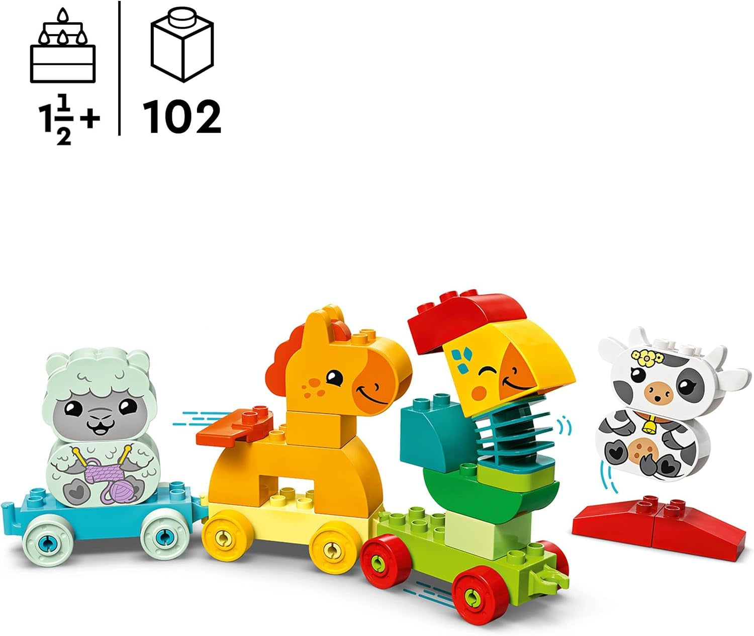 LEGO DUPLO djurtåg, leksakståg med hjul, kreativt byggande och återuppbyggande av djurfigurer, pedagogisk leksak för småbarn, födelsedagspresent för djurälskare Flickor och pojkar 1½ år gamla 10412 Byggset Besuche den LEGO-Store