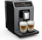 KRUPS Evidence En automatisk espressomaskin med mjölkslang, entrycks cappuccino, 12 specialdrycker, 2-koppsfunktion, färgdisplay, espressomaskin, TÜV-certifikat, svart, EA895N10