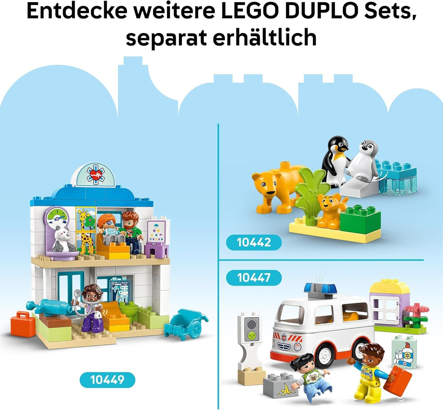 LEGO DUPLO Town Wild Animal Familjer 3-i-1-set, pedagogisk leksak för småbarn med sköldpaddor, tigrar, elefanter, rådjur, pandor, set för förskolebarn från 2 år, Byggleksak med djurfigurer 10446 Byggset Beuche den LEGO-Store