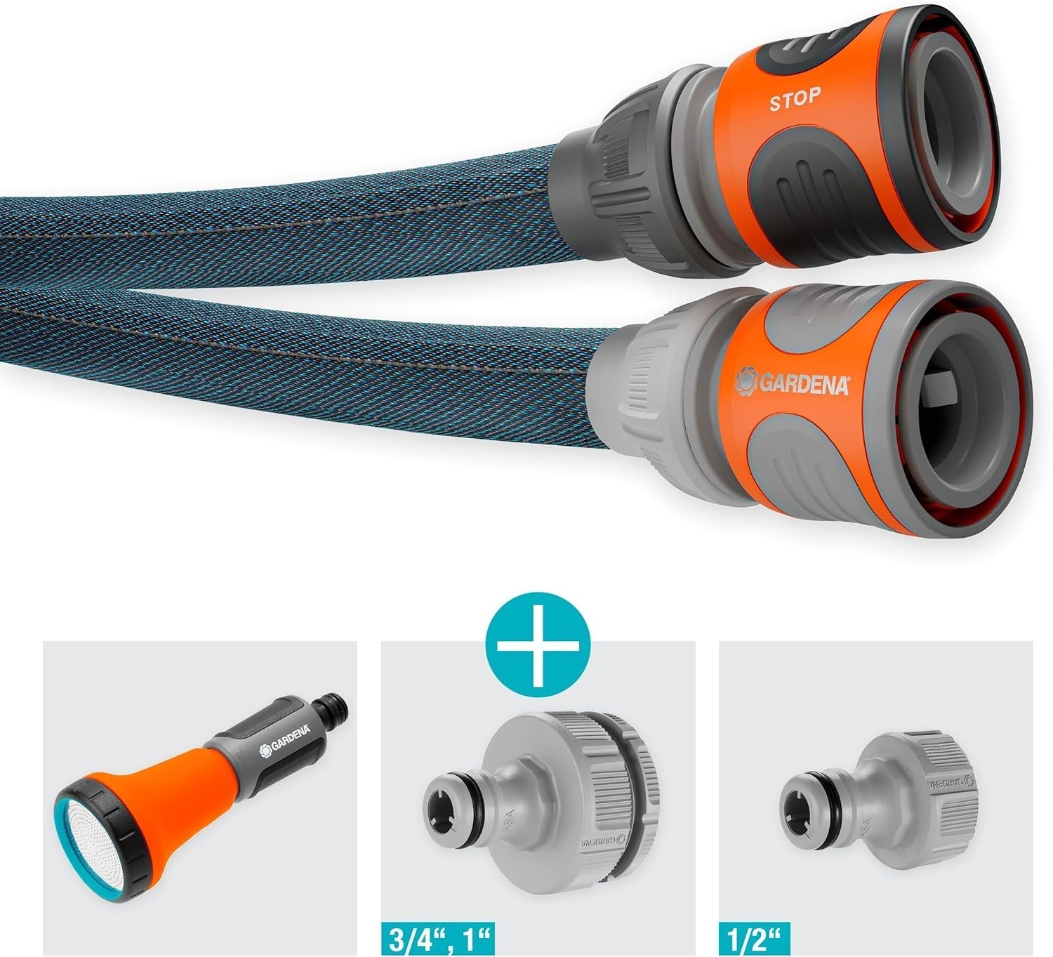 Gardena Liano Xtreme 1/2 Inch 10m Set: Extremt robust textil trädgårdsslang för inomhuskranar med lätt, väderbeständig PVC-innerslang (18460-20)