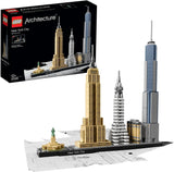 LEGO Architecture New York City Set, Skyline Model Kit med World Trade Center och Frihetsgudinnan, Hantverk för vuxna, hem- och kontorsdekorationer, presenter för kvinnor och män 21028 Byggset Besuche den LEGO-Store Single