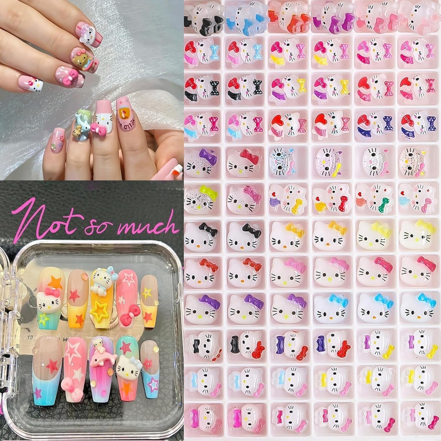 3D-kattens nagelklistermärken, nagelglitter, paljetter, nagelklistermärken i harts, nagelstenar, diamanter för nagelkonst, inklusive strass nagelvaxstift (färgglad katt)