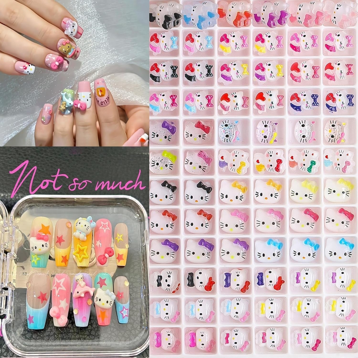 3D-kattens nagelklistermärken, nagelglitter, paljetter, nagelklistermärken i harts, nagelstenar, diamanter för nagelkonst, inklusive strass nagelvaxstift (färgglad katt)