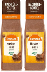 Ostmann Gewürze - Muskatnuss gemahlen | Idealisk för att tillföra smak till potatisrätter Zum Nachfüllen der Streudose | 50 g återförslutningsbar påse