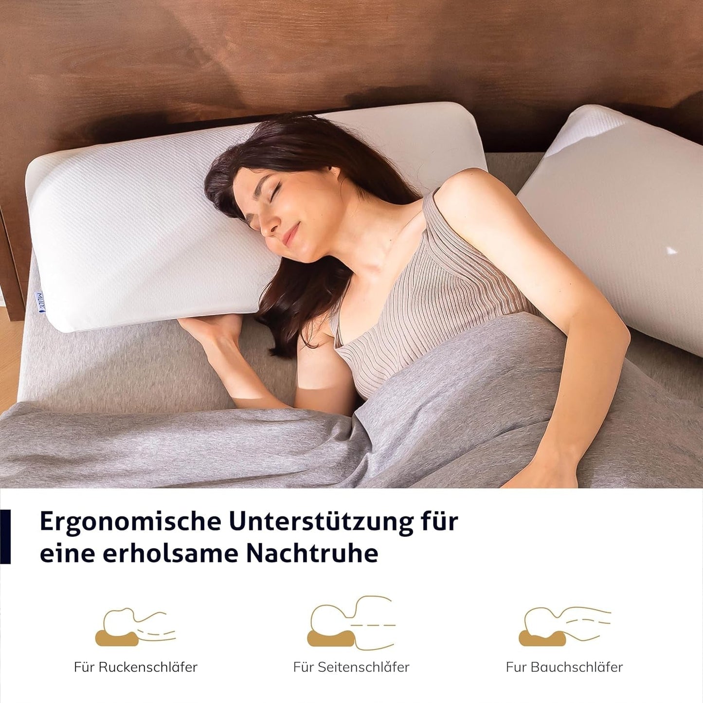 EGO HOME Kudde Memory Foam Mjuk Ergonomisk kudde för ryggsömn Side Sleeper Nackstödskudde med andningsbart och tvättbart överdrag, Oeko-Tex Certified, Nackkudde 75X35Cm Perne standard Naty Shop