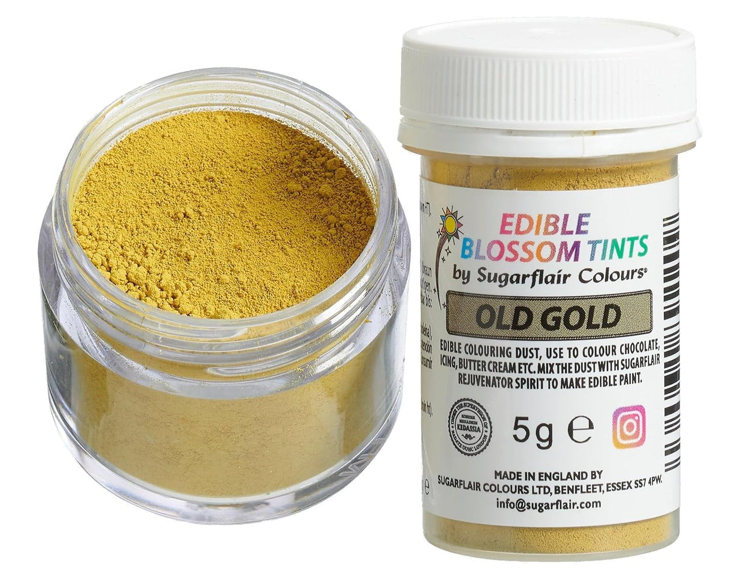 Sugarflair Blossom Tint Dust Old Gold Food Coloring Powder - Livsmedelsfärgpulver för tårtdekorationer, fondant, glasyr, choklad, smörkräm, macarons och mer - 5G