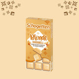 Schogetten Blond Caramel | Karamell med vit choklad och kola bitar | Chokladkaka 100g | Bekvämt portionerad