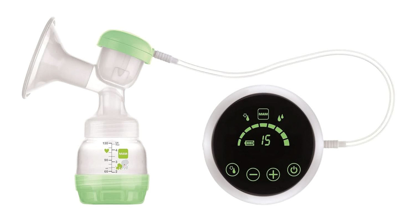 MAM 2 i 1 elektrisk och manuell bröstpump, direkt borttagning från flaska eller förvaringsbehållare, stimulering och borttagning, digital display Tillbehör Mat och amning Bebe Naty Shop