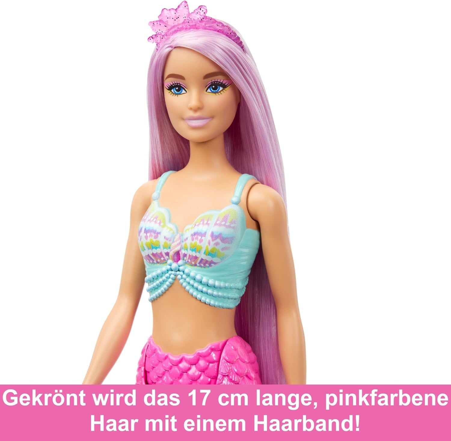 Barbie sjöjungfrudocka - med långt rosa hår och anpassade stylingtillbehör, inklusive borste, vackert skal och rosa fenor, för åldrarna 3 och uppåt, HRR00 Naty Shop Dolls