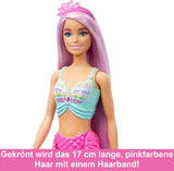 Barbie sjöjungfrudocka - med långt rosa hår och individuella stylingtillbehör, inklusive borste, vacker kammusslaspets och rosa stjärtfena, för åldrarna 3 och uppåt, HRR00