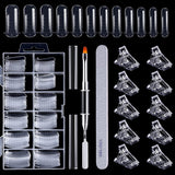 120 st nagelformsset, nagelförlängningar, gelnagelformer, nagelformset med dubbelhuvudborste och nagelfil med clips, för gelnaglar