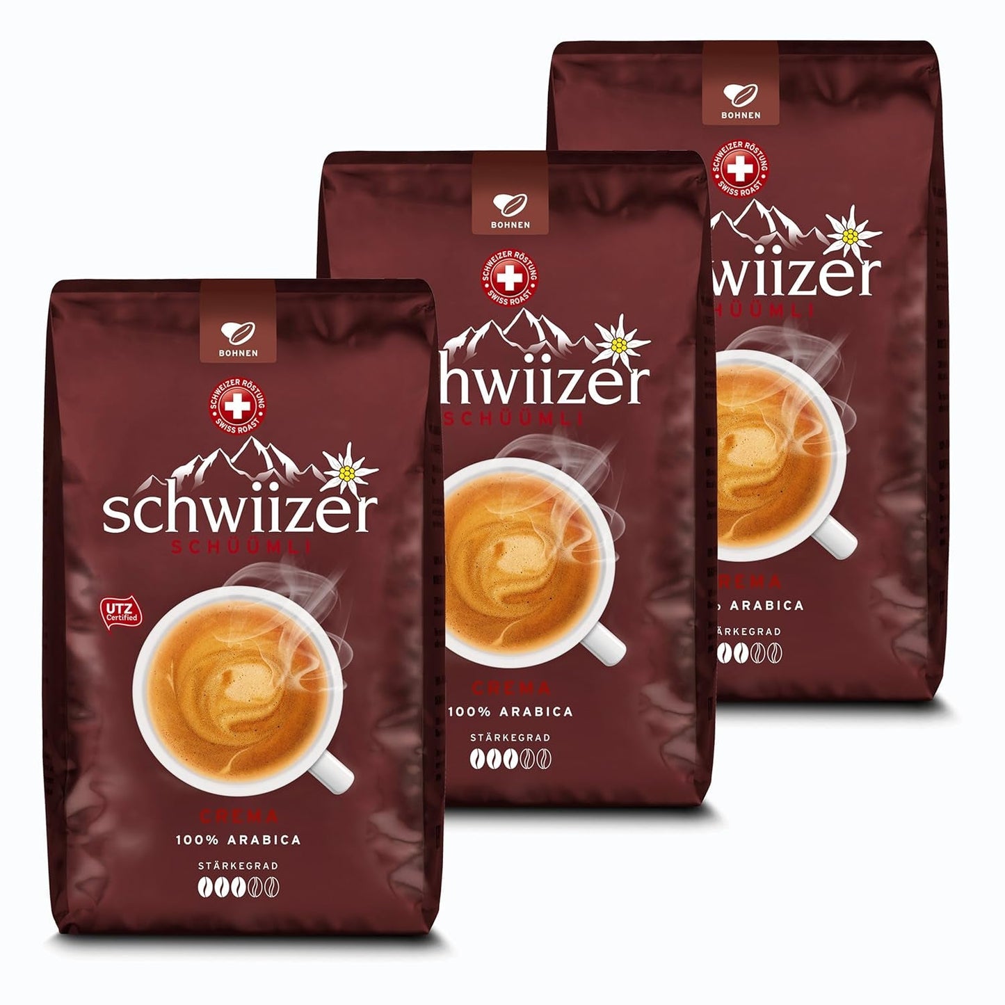 Kaffebönor Schwiizer Schüümli Cream, rostat kaffe, kaffebönor, 3000 g