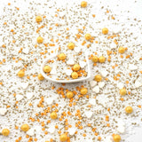 Streusel Glück, Strössel med vita hjärtan och gyllene bollar, 40 gram Strössel Naty Shop