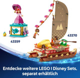 LEGO Ç€ Disney Moana 2: Moana's Adventure Raft - Leksaksbåt med segel, löstagbart däck, lägereld och 3 minidockor inklusive Loto och Moni - Present för tjejer 6+ och fans - 43270 Byggset Beuche den LEGO-Store