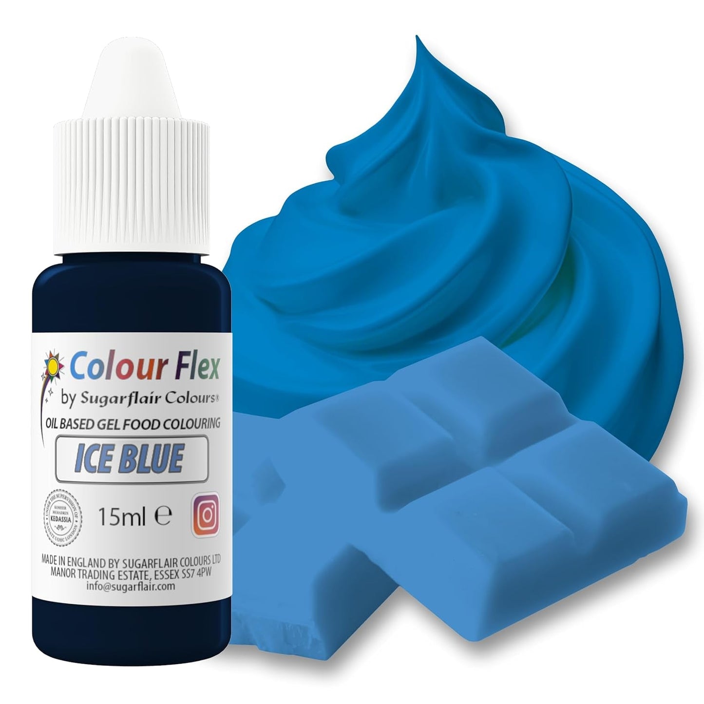 Sugarflair Colourflex oljebaserad livsmedelsfärg, kunglig blå, högkoncentrerad flytande livsmedelsfärg, matfärg för smörkräm, choklad, deg, fondant, glasyr och mer - 15 ml