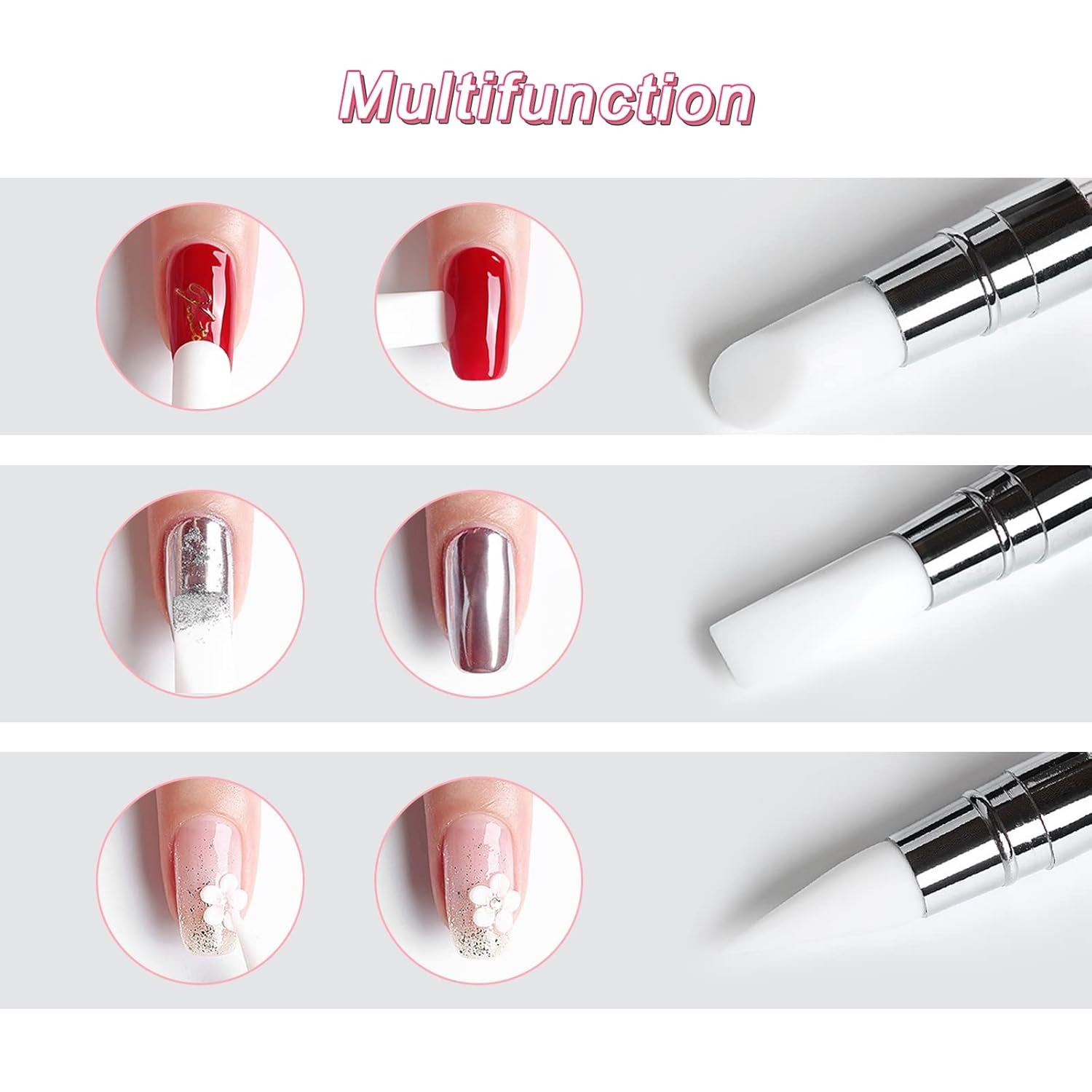 Qufiiry 5PCS Silikon Nagel Pinsel, Gel Schnitzen Pinsel, Silikon-Modellier Pinsel Set, Doppel Köpfe DIY Maniküre Werkzeug