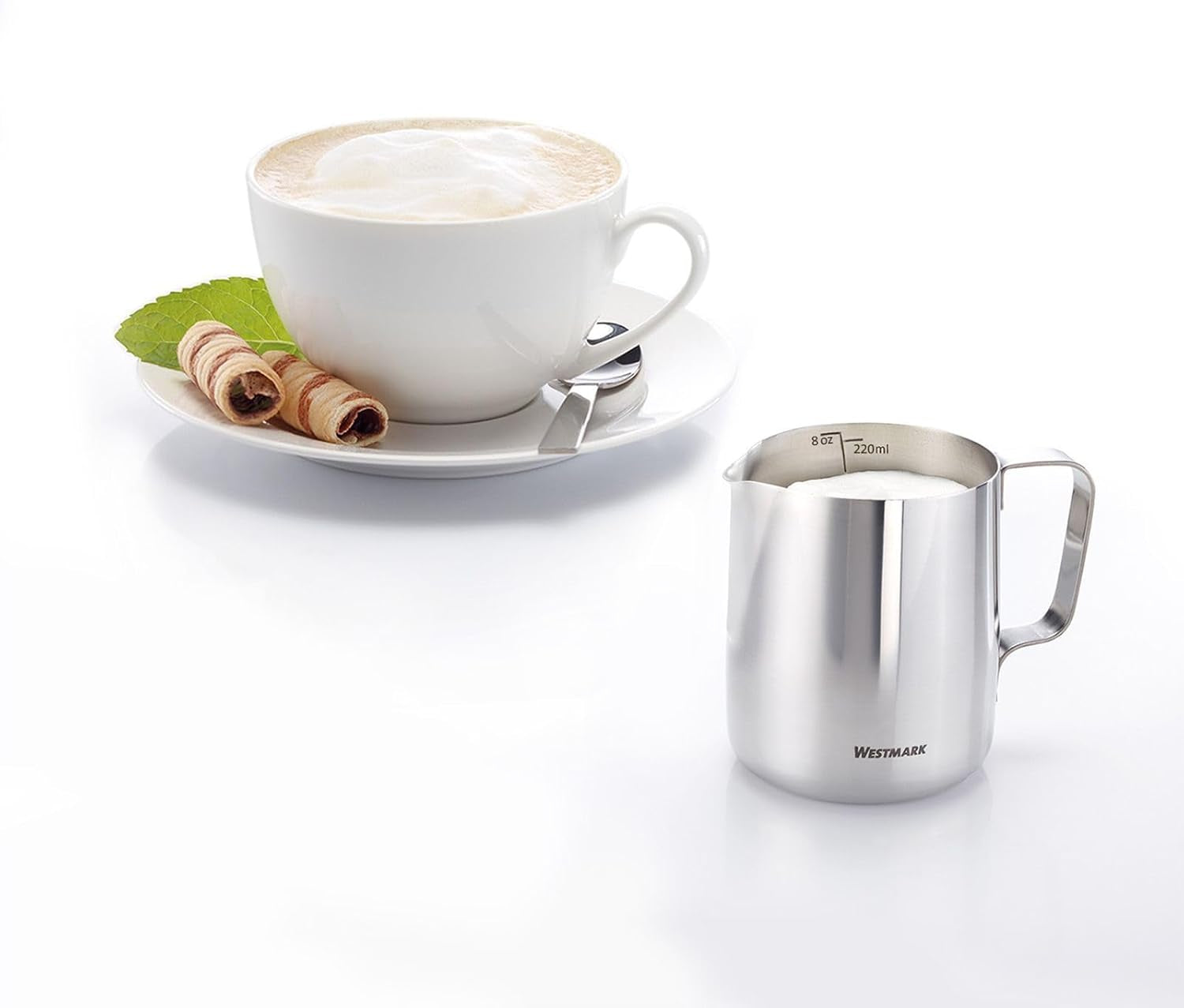 Westmark Brasilia Mjölkkaraff 200 ml - idealisk för kaffegrädde, mjölk, honung och andra kaffe- och tetillsatser, baristatillbehör - rostfritt stål