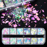 JMEOWIO Nail Glitter 12 Grids Mermaid Nail Art Dekoration Tillbehör Nageldesign
