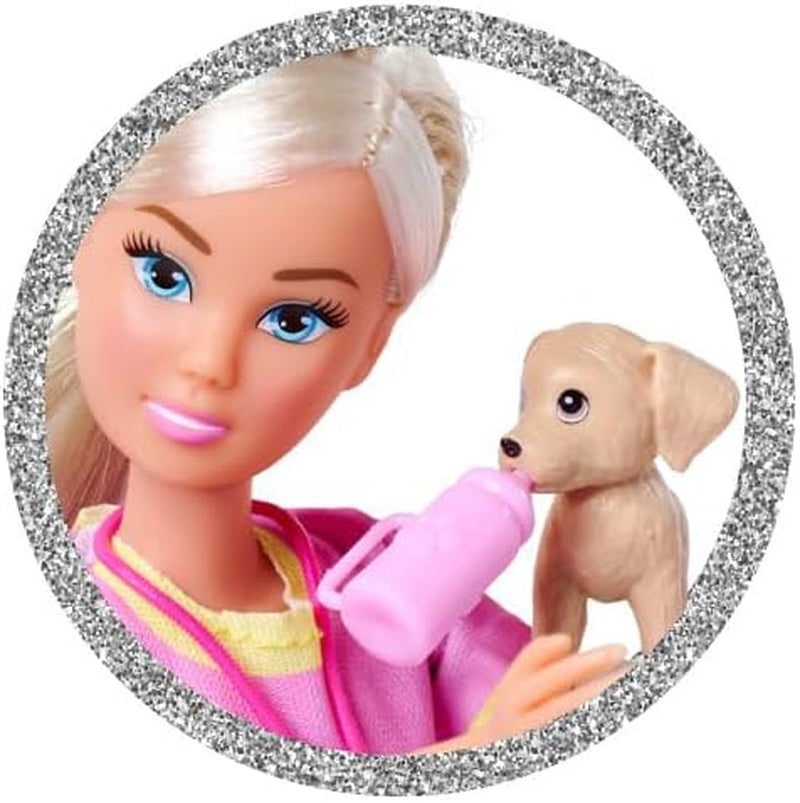 Simba Steffi Love Dog Trainer, leksaksdocka som hundtränare med träningskurs, 3 hundar och tillbehör, 29 cm, från 3 år