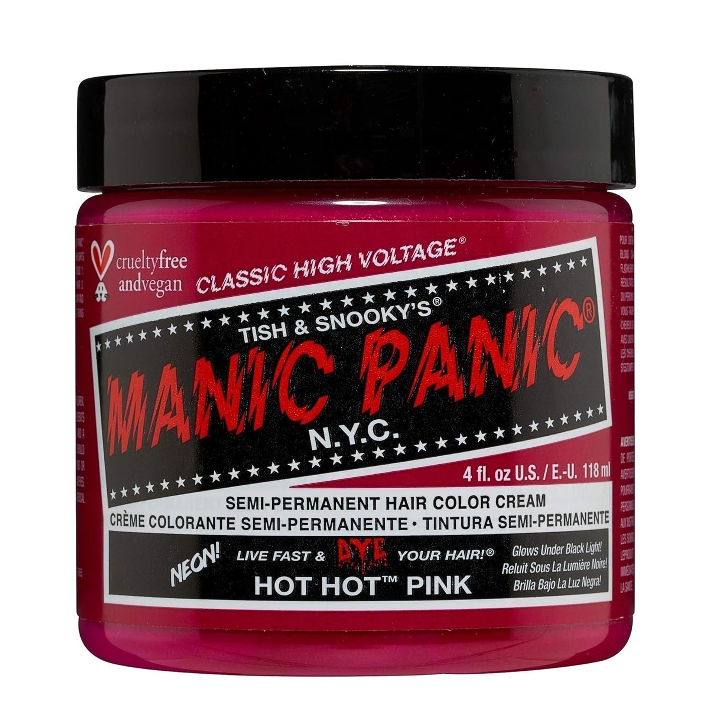 Manic Panic Hot Hot Pink Classic Cream Vegan Cruelty Free Semi Permanent Hårfärgning 118ml Naty Shop Hårfärg Hot Hot Pink 118 Ml (1 förpackning)