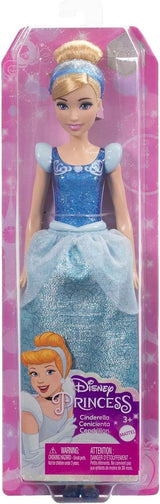 Mattel DISNEY Princess Cinderella rörlig docka med glittrande klänning, avtagbara skor och tiara, kambart hår för frisörnöje, från 3 år och uppåt, HLW06 Naty Shop Dolls