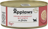 Applaws Premium naturligt våtfoder för katter, kyckling med anka i soppa, konserverad 70 g (24x70 g)