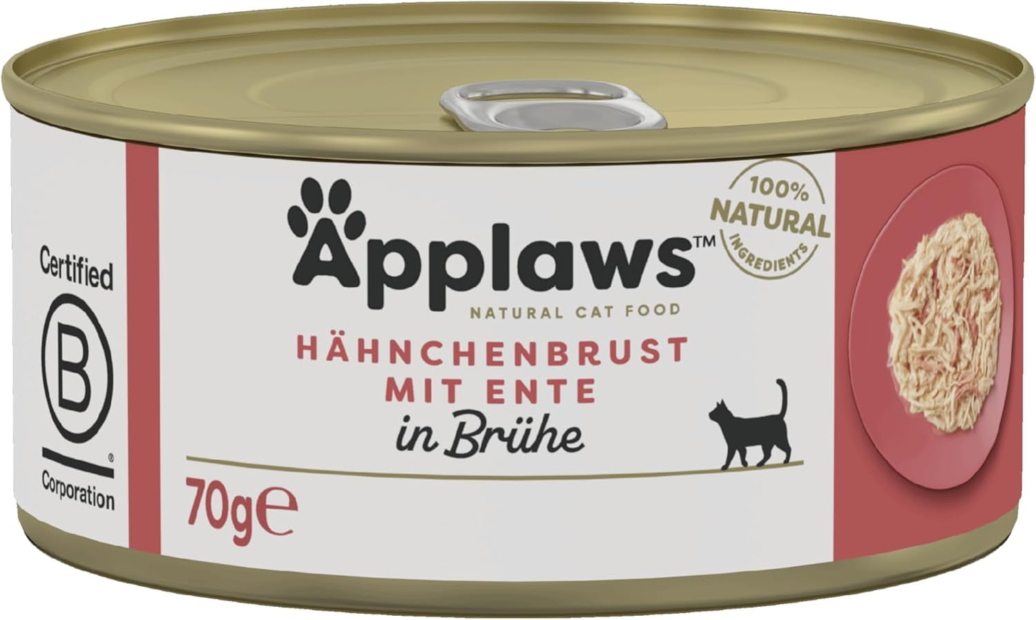Applaws Premium naturligt våtfoder för katter, kyckling med anka i soppa, konserverad 70 g (24x70 g)