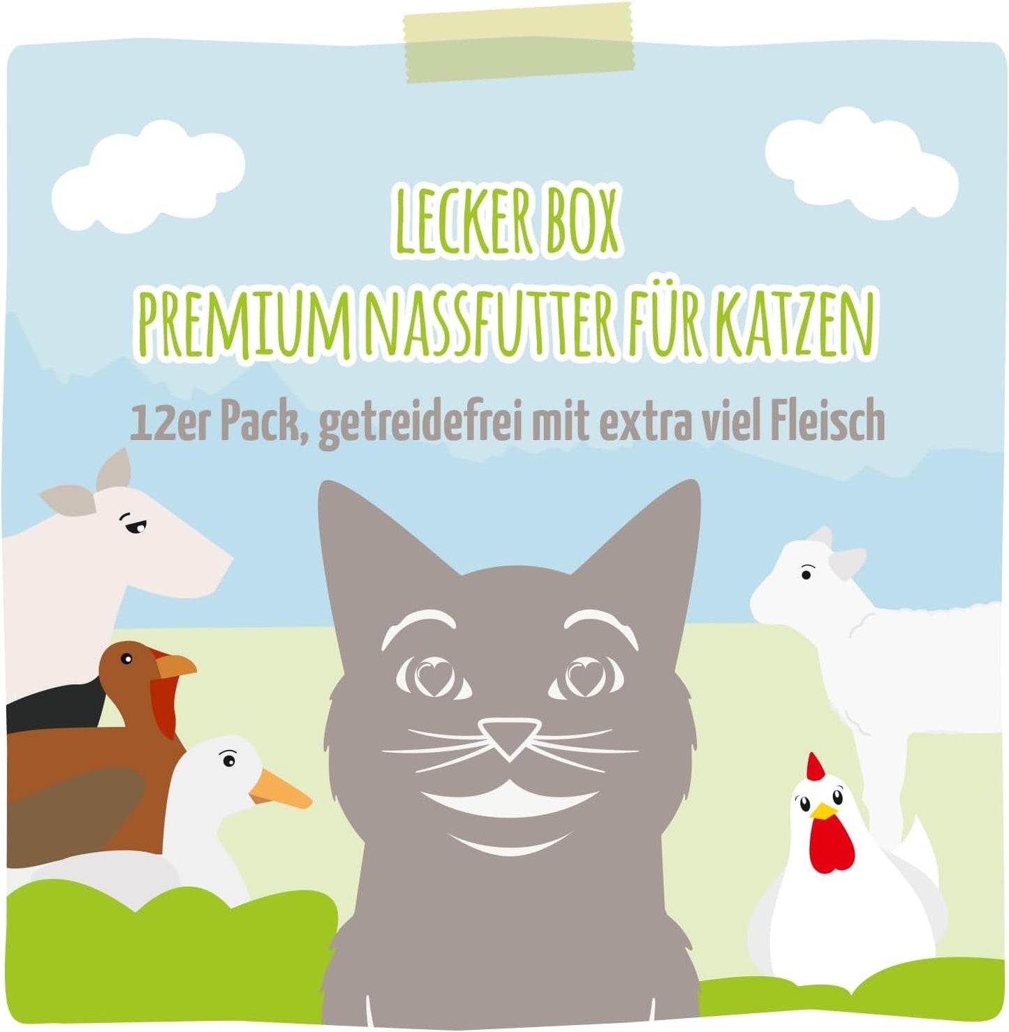 MjAMjAM - Premium våt kattmat - Läcker låda 12-pack (12 x 200 g) Spannmålsfri med extra kött