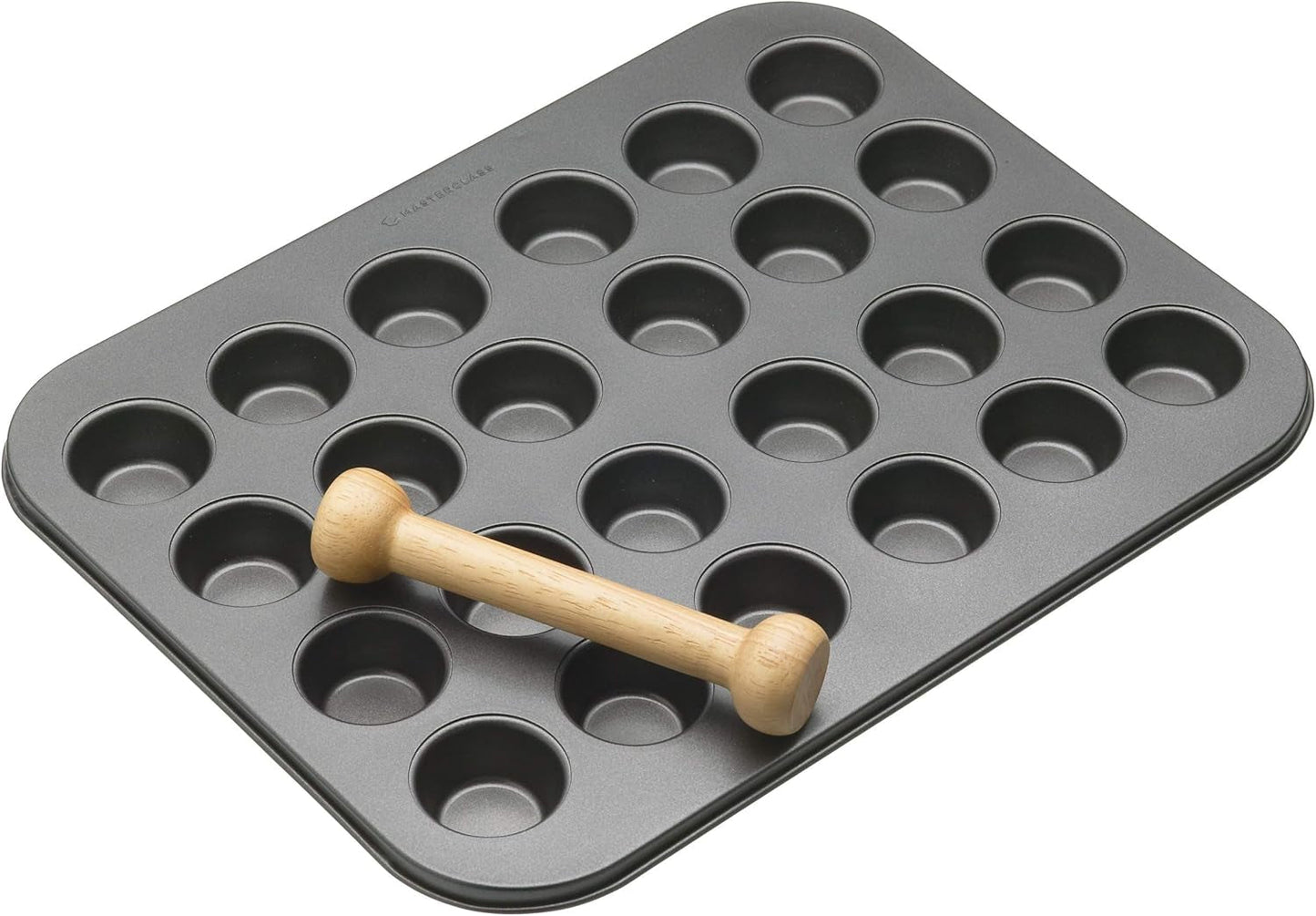 Masterclass Mini Tart Pan 24 Hål 1mm Tjockt Slitstarkt Kolstål 35x27cm Grå Naty Shop