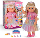 BABY born Carla - 43 cm docka - högkvalitativt blont hår med trådar - inga batterier krävs - lämplig för barn från 4 år och uppåt - innehåller 7 tillbehör, rosa