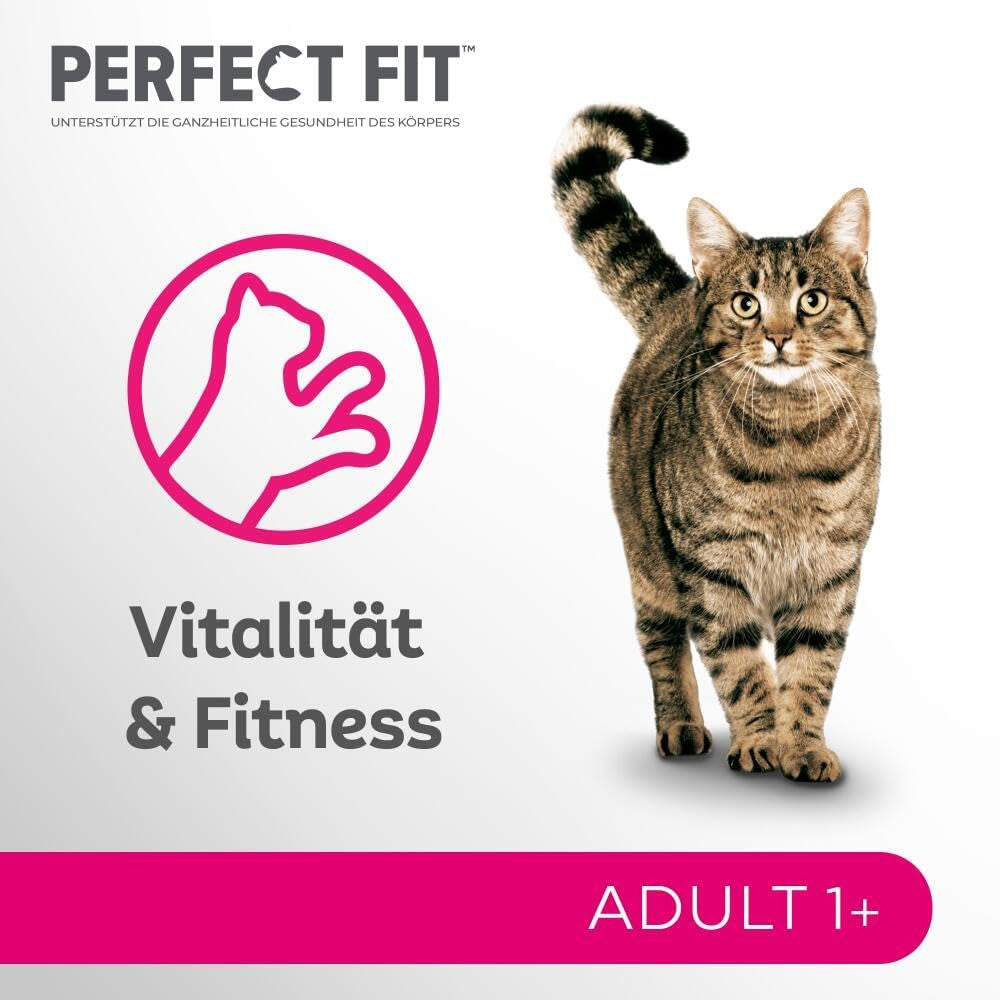 Perfect Fit Vuxen 1+ våtfoderval med lax, djuphavsfisk, nötkött och kyckling, 48 påsar, 12x85g (paket med 4) - Premium våtfoder för vuxna katter från 1 års ålder