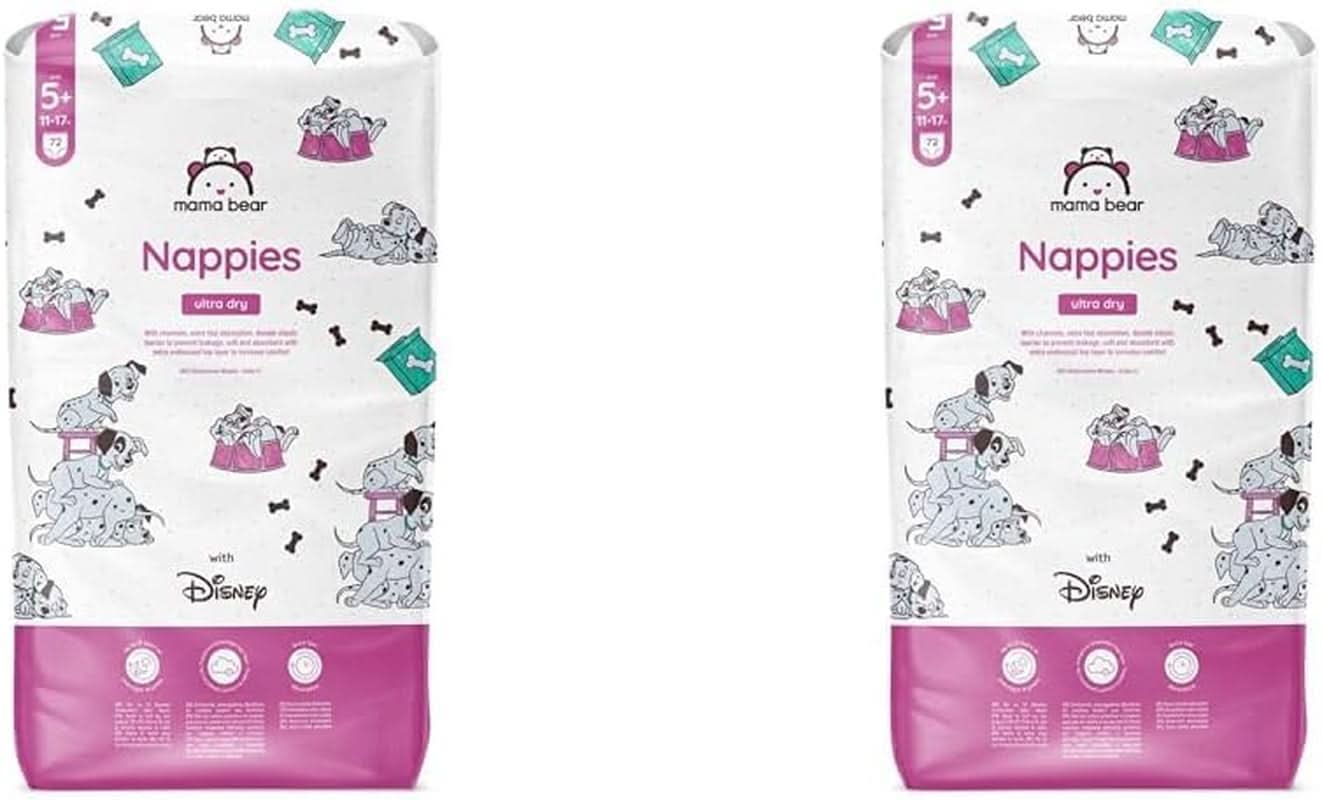 Mama Bear Disney Ultra Dry blöjor storlek 4 (8-14 kg), vit, 84 stycken (1 förpackning) Naty Shop storlek 5+ (11-17 kg) (2 förpackning) Individuell förpackning