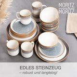 Moritz & Moritz TARENTO 24-delat servisset för 6, grå - Elegant tallriksset i stengods av hög kvalitet - Matservisset innehåller 6 mattallrikar, 6 desserttallrikar, 6 middagstallrikar och 6 koppar