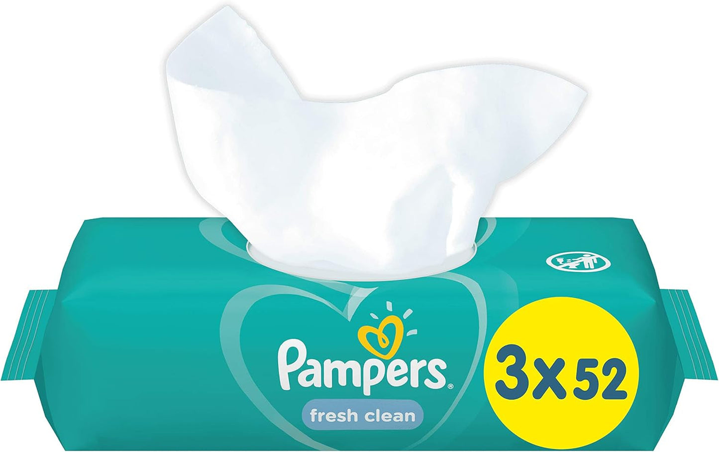 Pampers Fresh Clean Baby Wipes 81688041, 3x52 delar, (babyservetter, plastpåse, flicka/pojke, turkos, vit, Tyskland, 896,7 g)